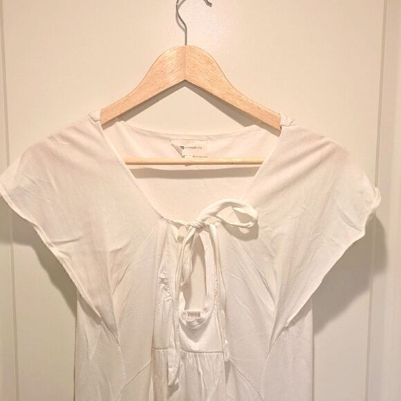 Athé Vanessa Bruno Size 1 Fully Lined White Cotton Tie Front Dress - Picture 2 of 9